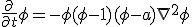 \frac{\partial}{\partial t}\phi = -\phi (\phi - 1)(\phi - a) + \nabla^{2}\phi