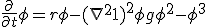 \frac{\partial}{\partial t}\phi = r\phi - (\nabla^{2} + 1)^{2} \phi +g \phi^{2} -\phi^{3} 