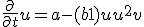 \frac{\partial}{\partial t}u = a - (b+1)u + u^{2}v 