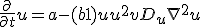 \frac{\partial}{\partial t}u = a - (b+1)u + u^{2}v + D_{u} \nabla^{2} u