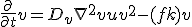 \frac{\partial}{\partial t}v = D_v \nabla^{2}v +uv^2 -(f+k)v