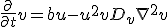\frac{\partial}{\partial t}v = bu - u^{2}v + D_{v} \nabla^{2} v