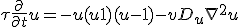 \tau \frac{\partial}{\partial t}u = -u(u+1)(u-1) -v + D_{u} \nabla^{2} u